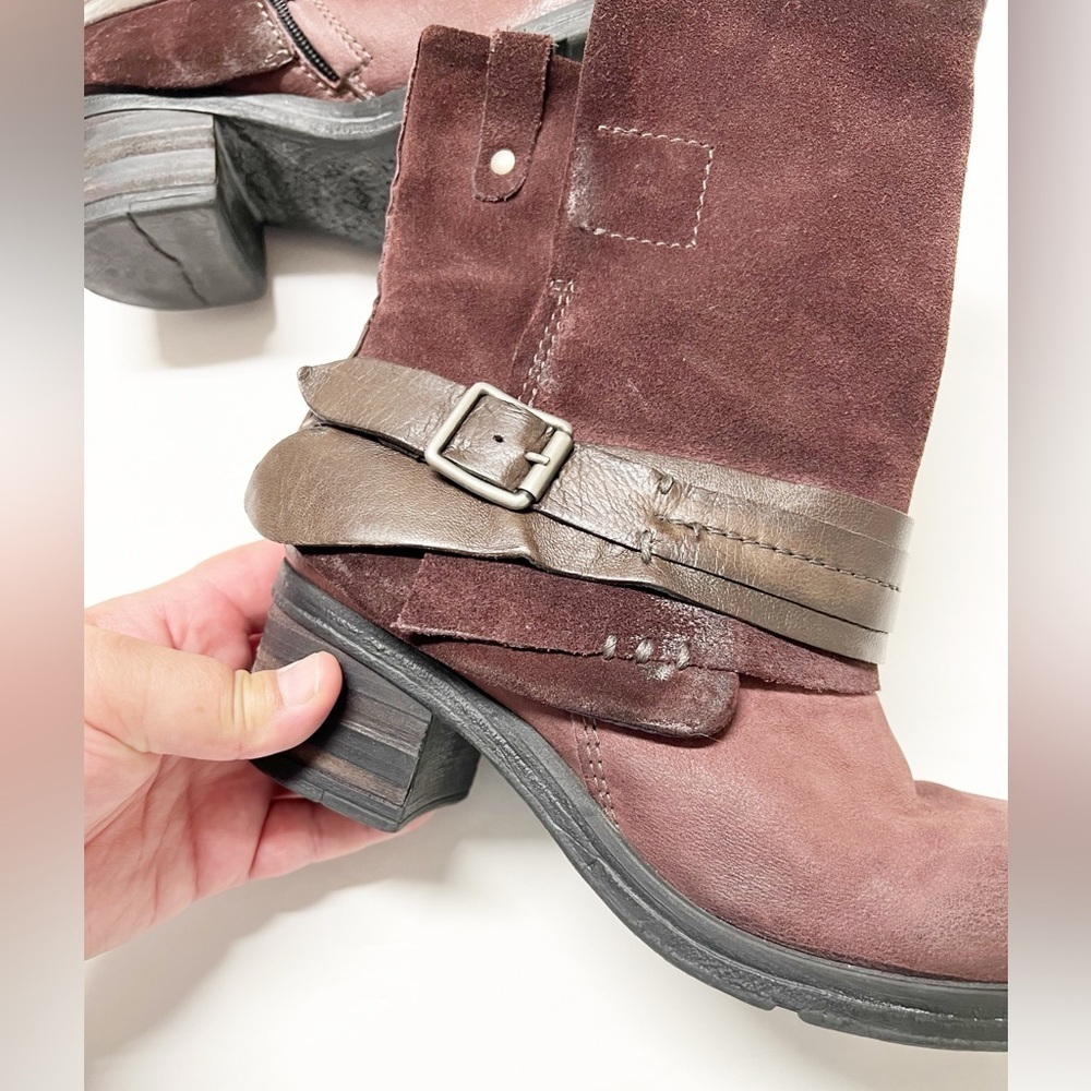Miz Mooz NY Womens Merlot Leather Buckle Detail Sargent Moto Boot Size 38 - Picture 7 of 12